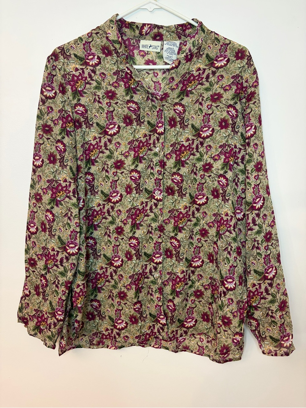 White Stag Floral Button Front Blouse Women’s Large